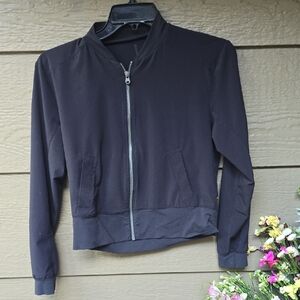 Lucy Black Lightweight Zip Jacket XS Cropped Athletic